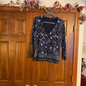 Floral Navy Women's Top, Lucky Brand, size XL, great condition.